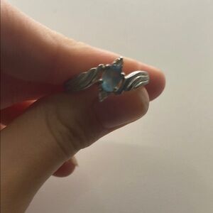 Sliver ring with blue glass diamond